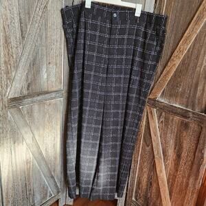 Torrid Women's Size 28 Crepe Ink Dot Plaid Black White Plaid Wide‎ Leg Pants EUC